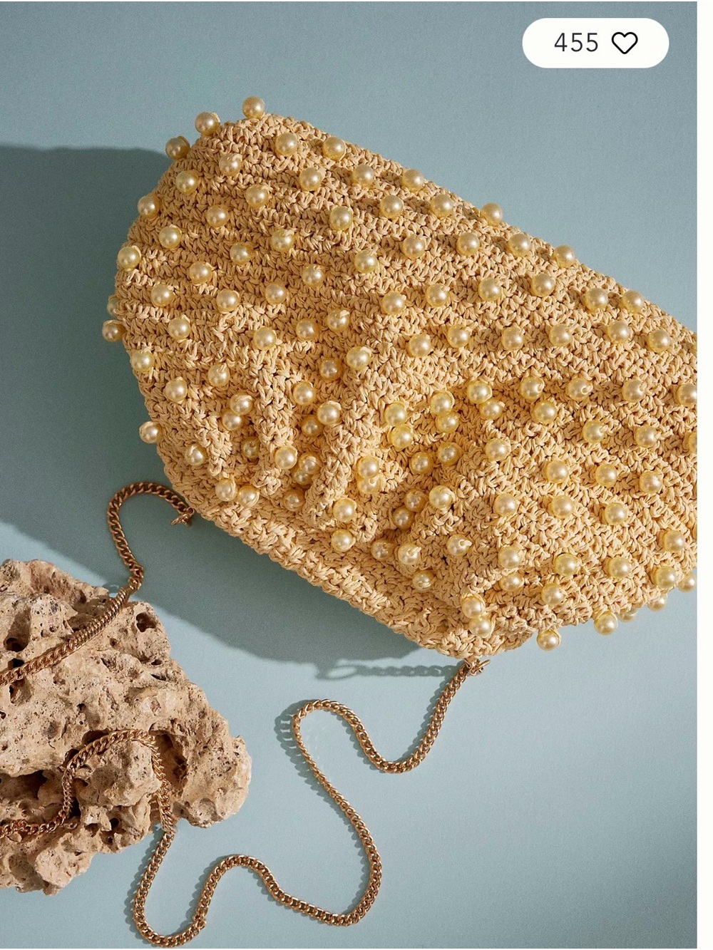 By Anthropologie Beaded Crochet Clutch